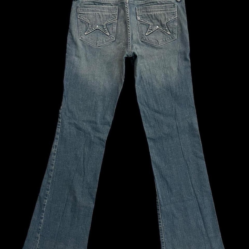 Vintage Denim Flare Jeans with Star Stitching